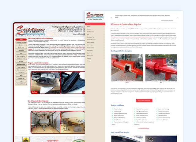Side-by-side comparison of the old homepage design to the new homepage design.